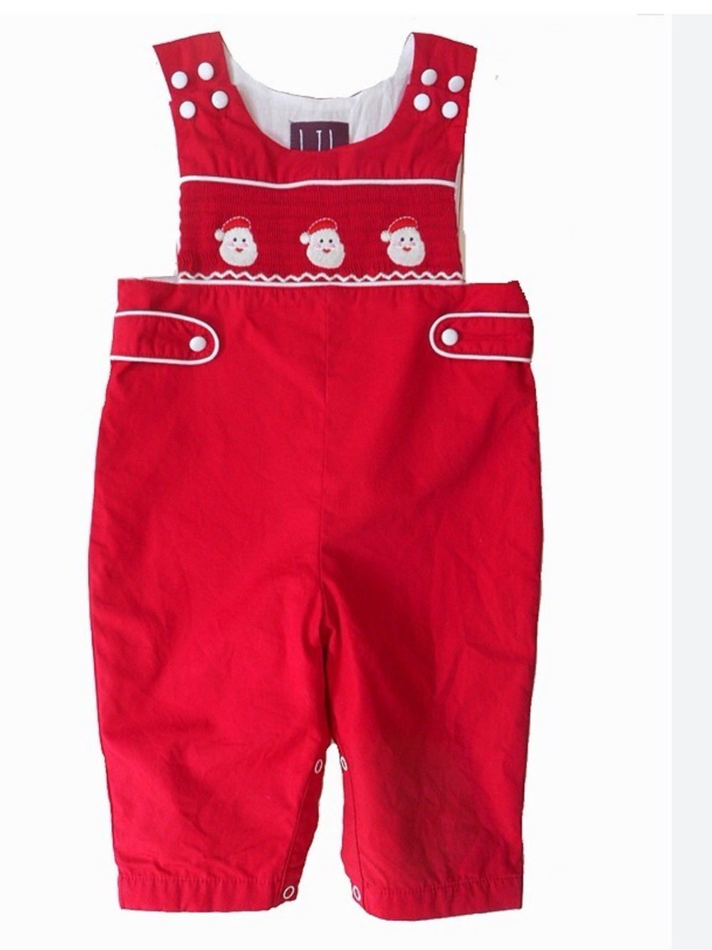 Lil Cactus 2T Smocked Santa Longall Romper HoHo